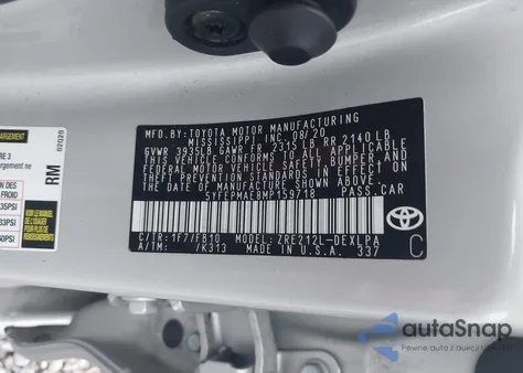 2021 Toyota Corolla Le z USA, uszkodzony, nr VIN 5YFEPMAE8MP159718